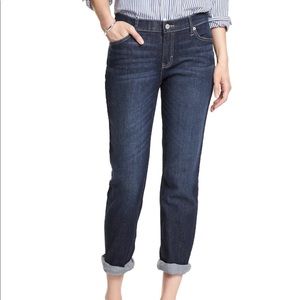 Banana Republic Dark Washed Girlfriend Jean Long